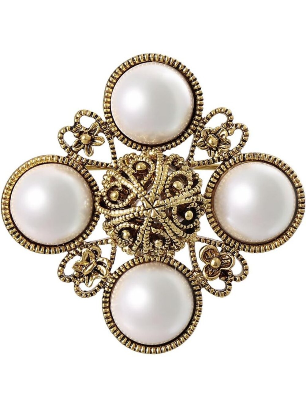 Vintage Baroque Pearl Brooch Pin for Women - Elegant Alloy Jewelry Accessory